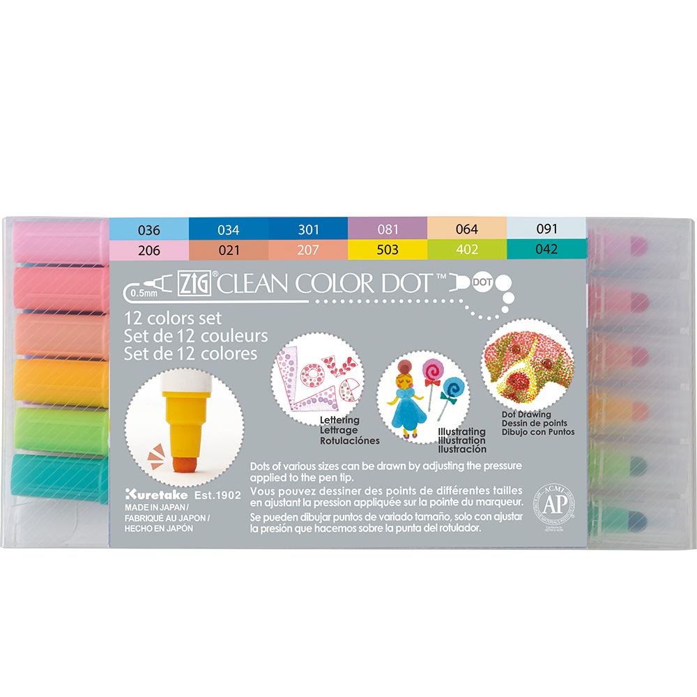 Kuretake ZIG Clean Color Dot Double-Sided Marker - 12 Color Set – Little  Happy Things