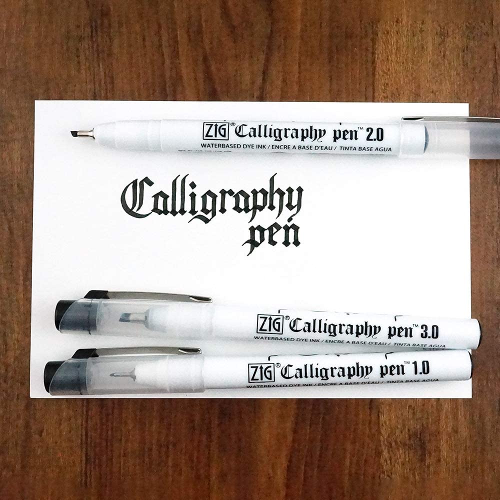 Zig Calligraphy Pen 3 Pack- Oblique, Black (PC100/3B)